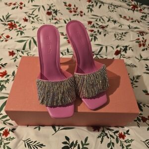 Cult Gaia Pink Beaded Slide Sandals